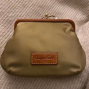 Dooney & Bourke Green and Brown Wristlet Clutch